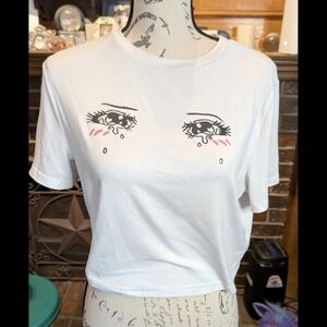 White Graphic Women Top